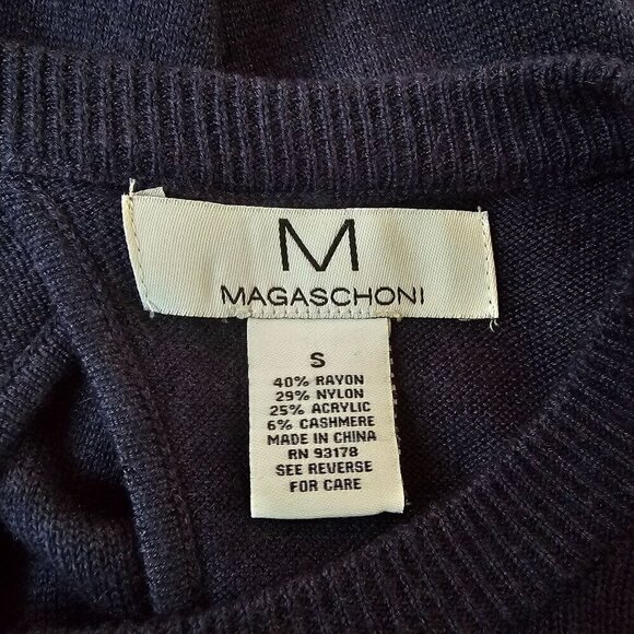 Magaschoni Cashmere Blend Women's Loose Fit Navy Blue Sweater, Size Small - Picture 3 of 10